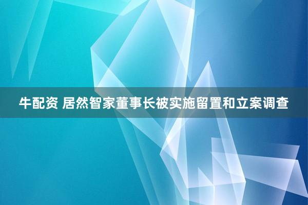 牛配资 居然智家董事长被实施留置和立案调查